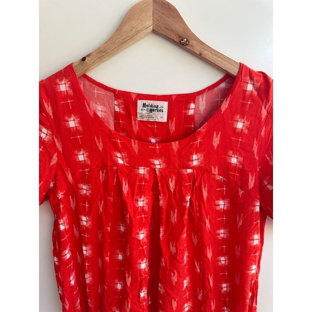 Anthropologie Holding Horses Orange Tunic‎ Top XS Short Sleeve (Flaw) - Picture 4 of 12